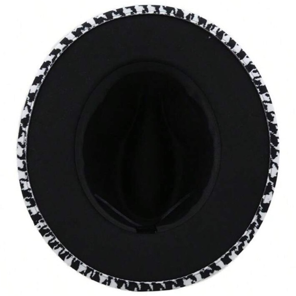 New Houndstooth Wide Brim Fedora Style Panama Black & White Hat ~ Alabama Bama main image 5